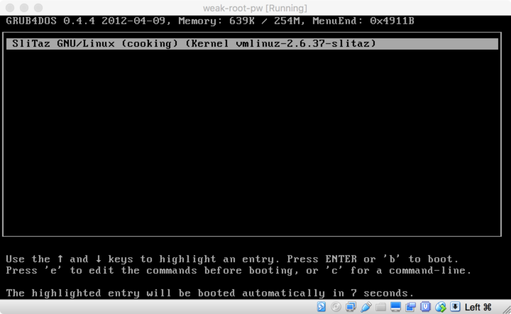 SliTaz Linux on hard disk booted