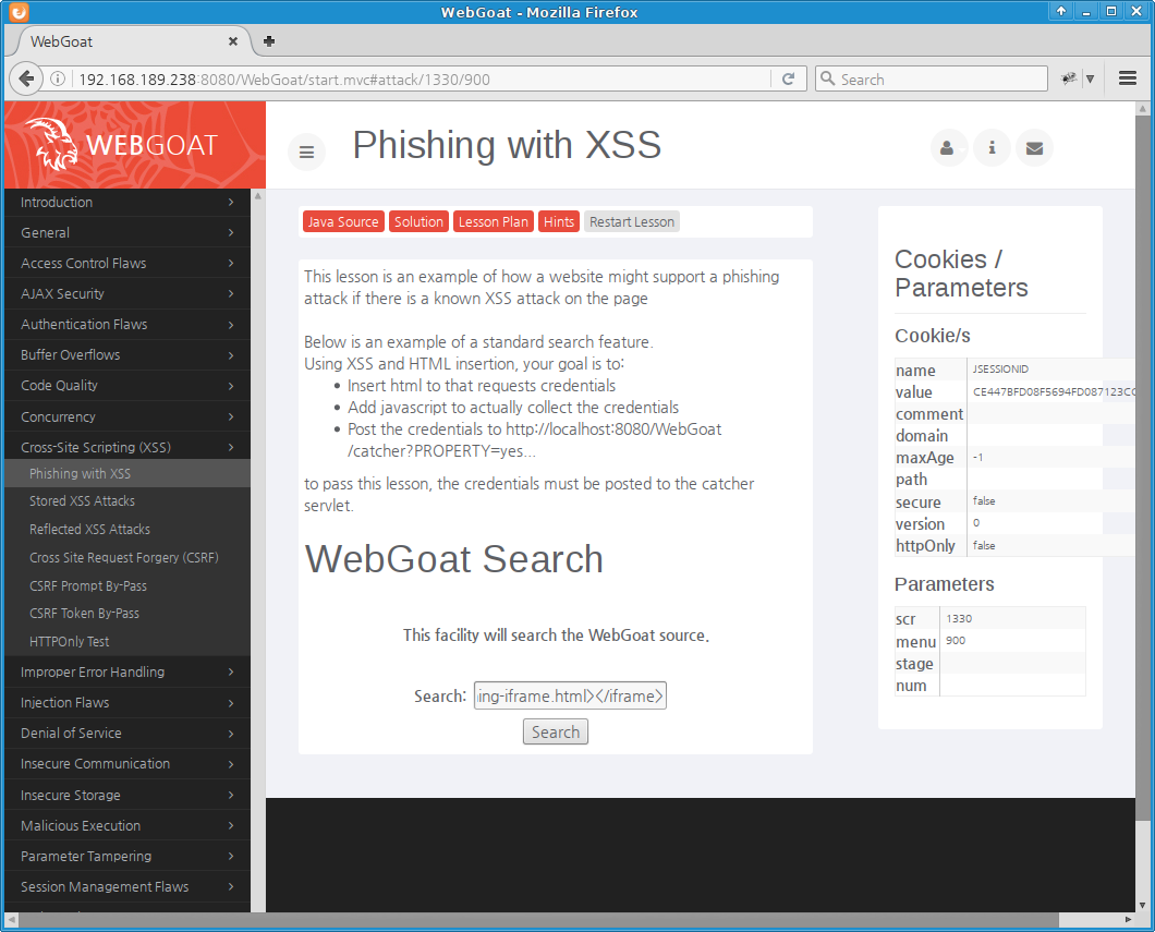 phishing with xss 실습: 검색어 입력