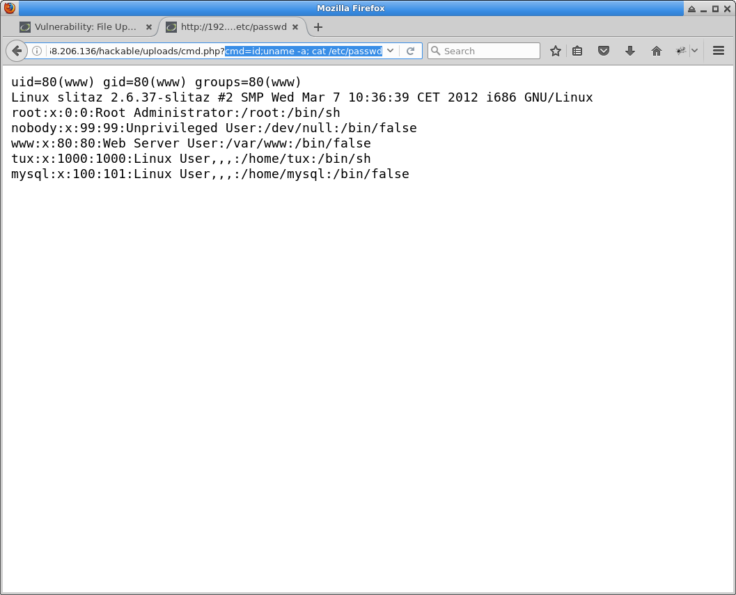 DVWA File Upload low: 