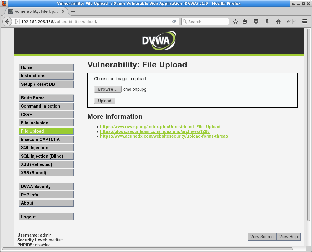 DVWA File Upload medium level