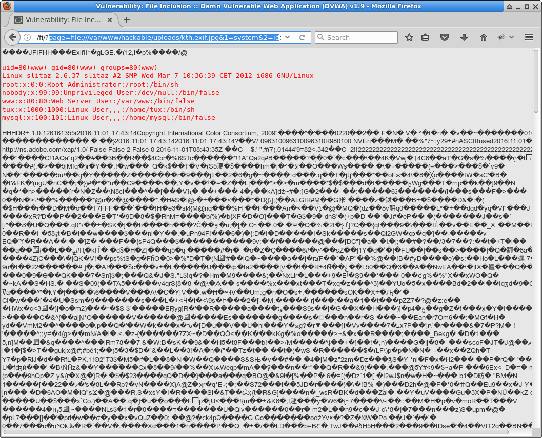 DVWA File Upload high level, LFI