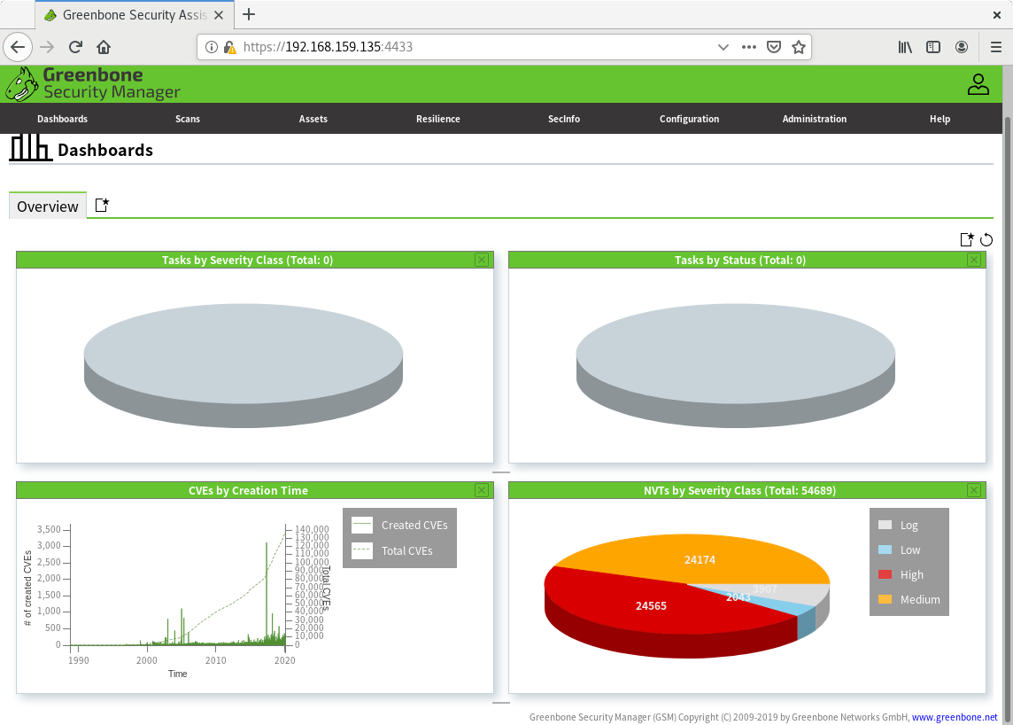 FireFox, Greenbone Manager, Web Interface, Admin