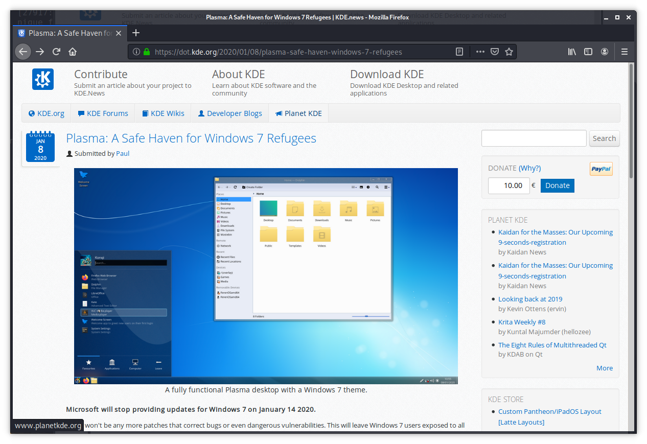 Plasma Windows 7 Theme; Blog Capture